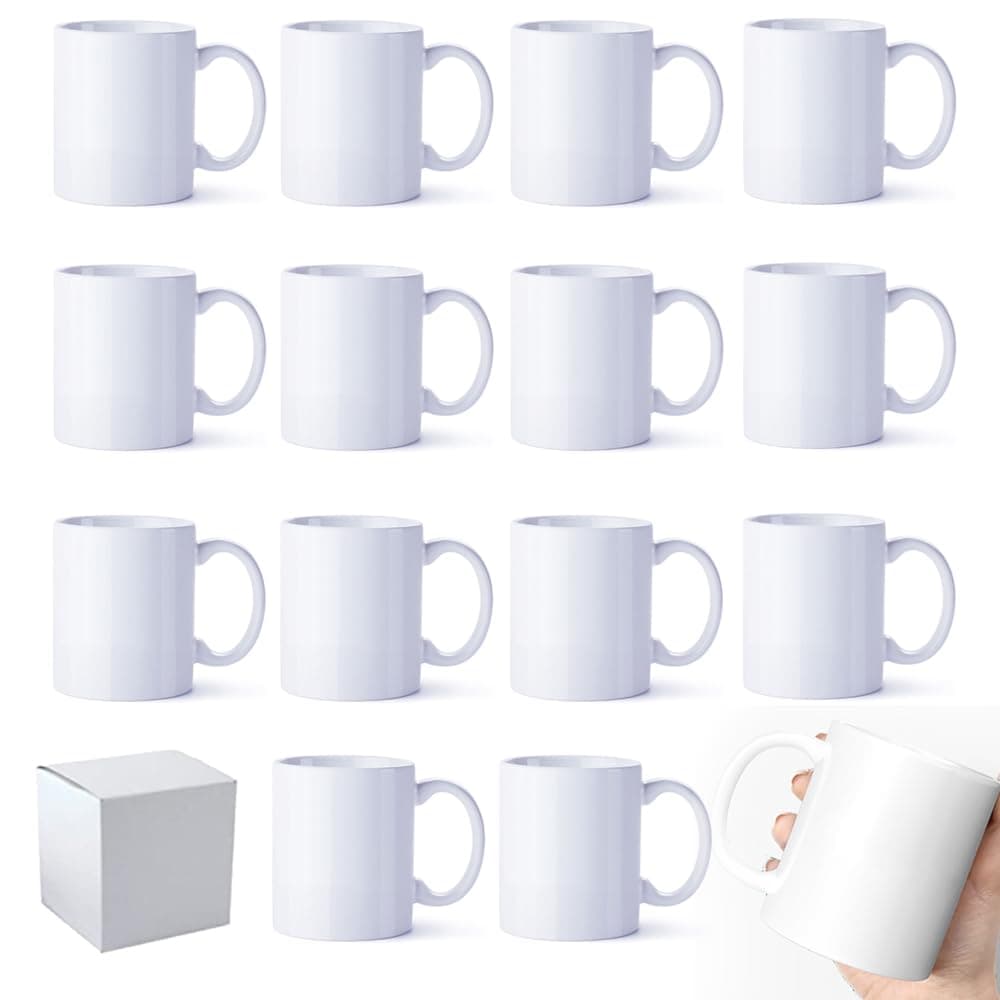 Sublimation Coffee Mugs 11oz White Blank Ceramic Cups For Tea Cocoa With White Box Packing Set of 12Pcs