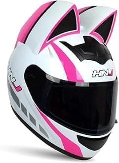 Adult Personalized Cat Ear Motorcycle Helmet,Men and Women Cool Cat Locomotive Motorcycle Full Face Helmet,DOT/FMVSS-218 Certification Standard,Suitable for All Seasons