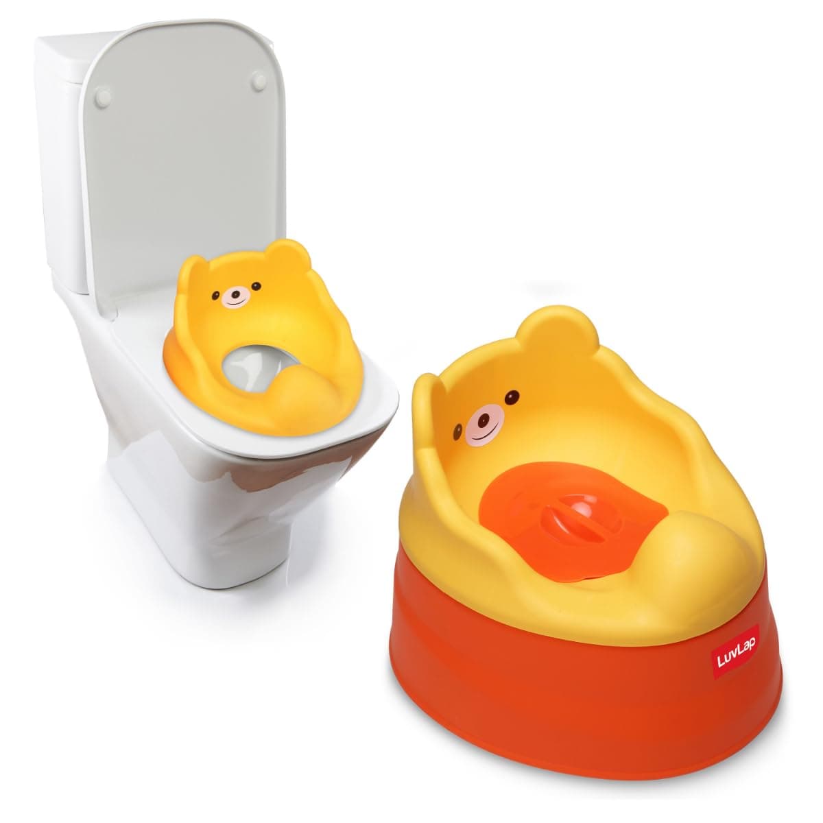 Adaptable 2 in 1 Potty Training Seat for 1 + Year Child, Potty Trainer with DetachablePotty Bowl, Suitable for Potty Training of Boys & Girls (Orange & Yellow)