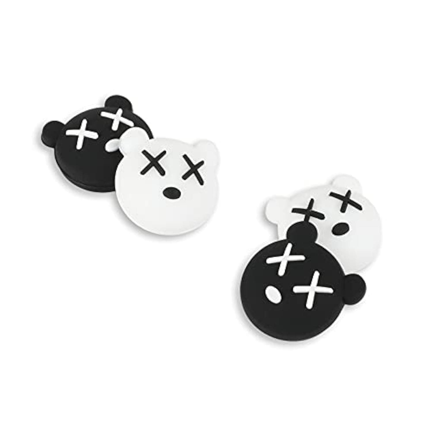 PERFECTSIGHT 4PCS Cute Thumb Grip Caps Compatible with Nintendo Switch/OLED/Lite Console, Kawaii Soft Skin Silicone 3D Analog Stick Button Cover for NS Joycon Controller, Joystick Cap, Black & White