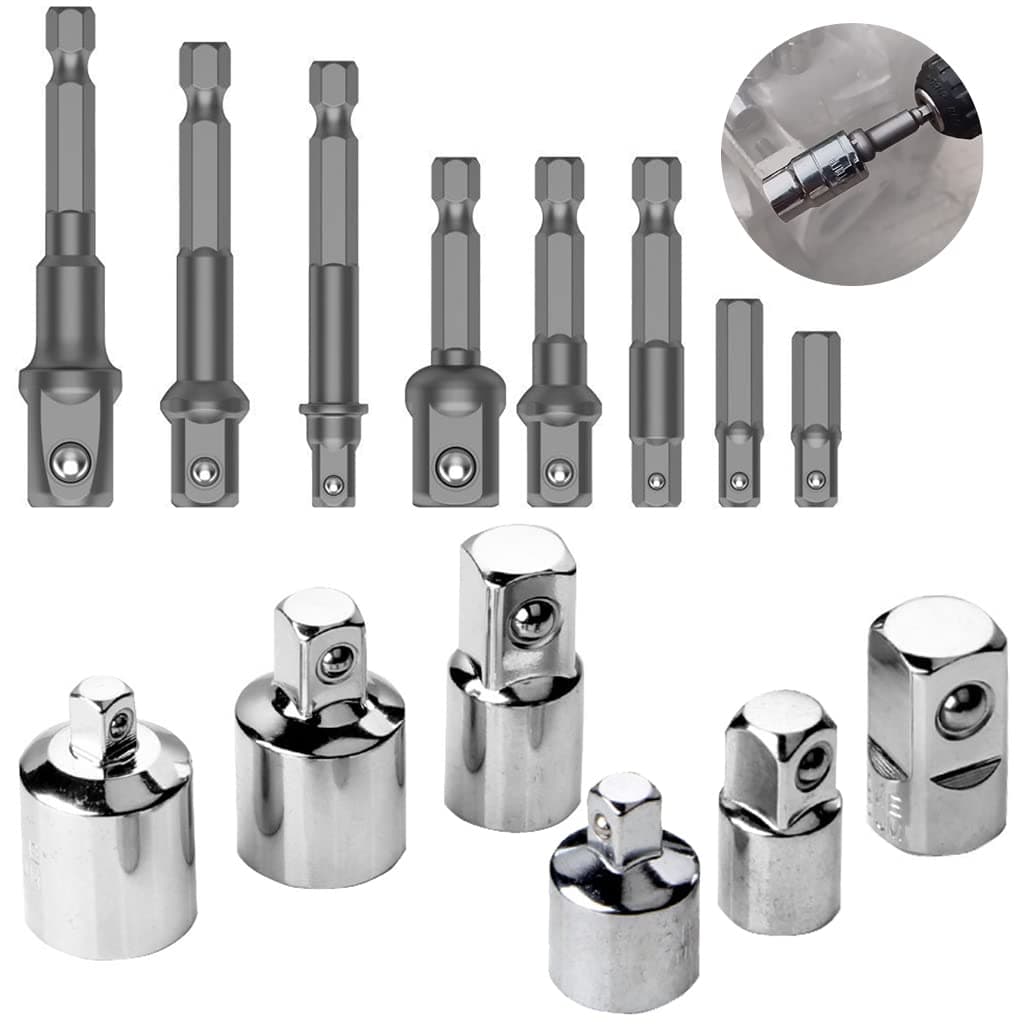 BYUP HWTONG 14 Piece Socket Adapter Set, 6 Pieces Socket Spanner Nut + 8 Pieces Socket Wrench, Nut Adapter for 1/4 to 3/8 - 3/8 to 1/4 Inch, 3/8 to 1/2 - 1/2 to 3/8 Inch, 1/4 to 1/2 - 1/2 to 1/4 Inch