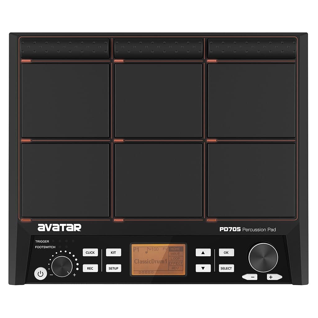 PD705 Sample Pad Percussion Multi-Pad Portable Electric Drum Set Drum Machine Support Built-in 592 Sound, Metronom, Effector, Looper, USB/MIDI/AUX Connectivity