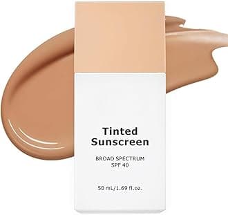 Tinted Sunscreen for Face SPF40| Korean Moisturising Fluid with SPF 40| Broad Spectrum Mineral Sunscreen with Zinc Oxide|Reef-Safe & Broad Spectrum UVA/UVB Protection | Korean Skincare 50ml (S210)