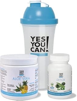 Detox Kit Bundle - Includes YYC! Capsules, Aloe Vera Drink Mix, and Water Bottle, Body Cleanse Kit, Daily Cleanse and Proper Hydration with Vitamins - (Pineapple)