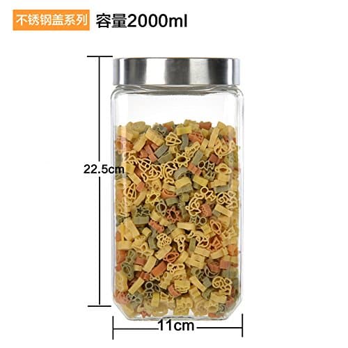 Kitchen lead-free and transparent glass storage container square admit bottle of coarse grains foods dehydrated fruit tea bottle ,2000ml sealed jar