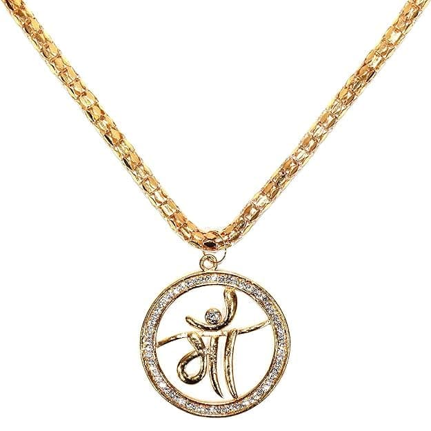 SRC Creations Artificial 10 Mm Golden Chain Maala With Detachable Maa Pendent For Unisex Adult