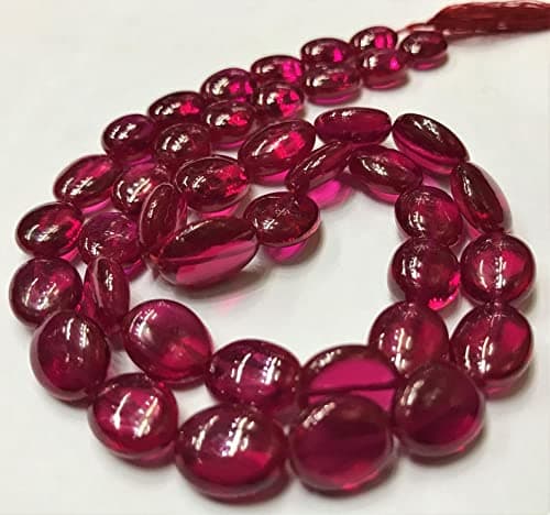 Unisex 13 Inch Ruby Corundum 11X13Mm Oval Shape Smooth Cut Stones for Jewellery Making, Beading & Craft Supplies -12690)