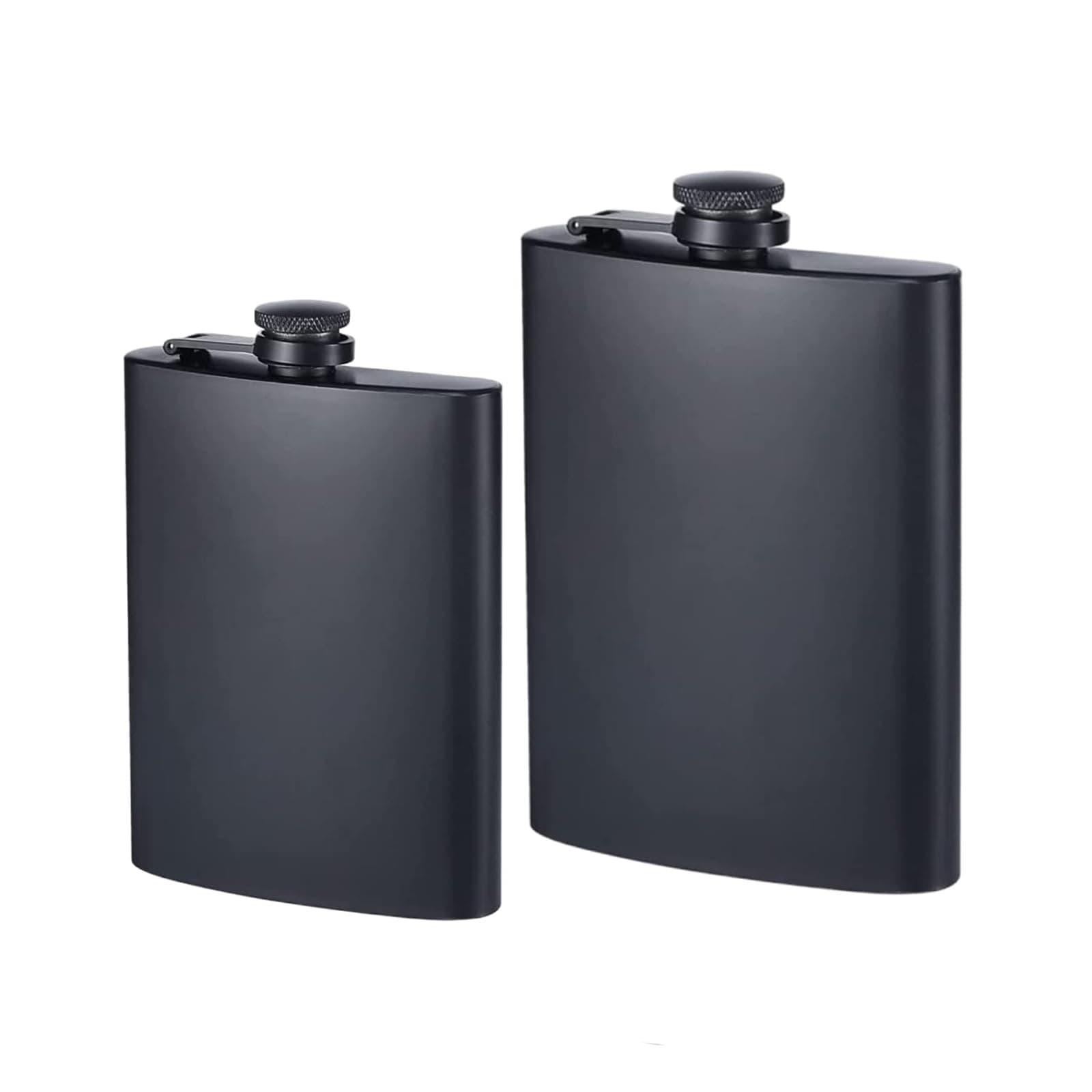 2 Pack Hip Flasks for Liquor, 8 oz & 10 oz Matte Black Stainless Steel Leakproof Flask Alcohol- Great Idea Gifts Groomsmen Gifts，Portable Pocket Whiskey Flasks for Men & Women