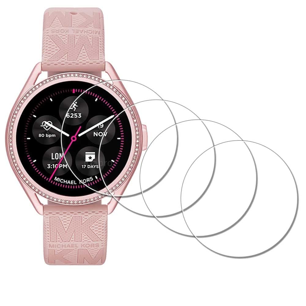Screen Protector for Michael Kors Women's MKGO Gen 5E 43mm Smartwatch [4 Pack] Tempered Glass Anti-Scratch Bubble-Free Easy Installation