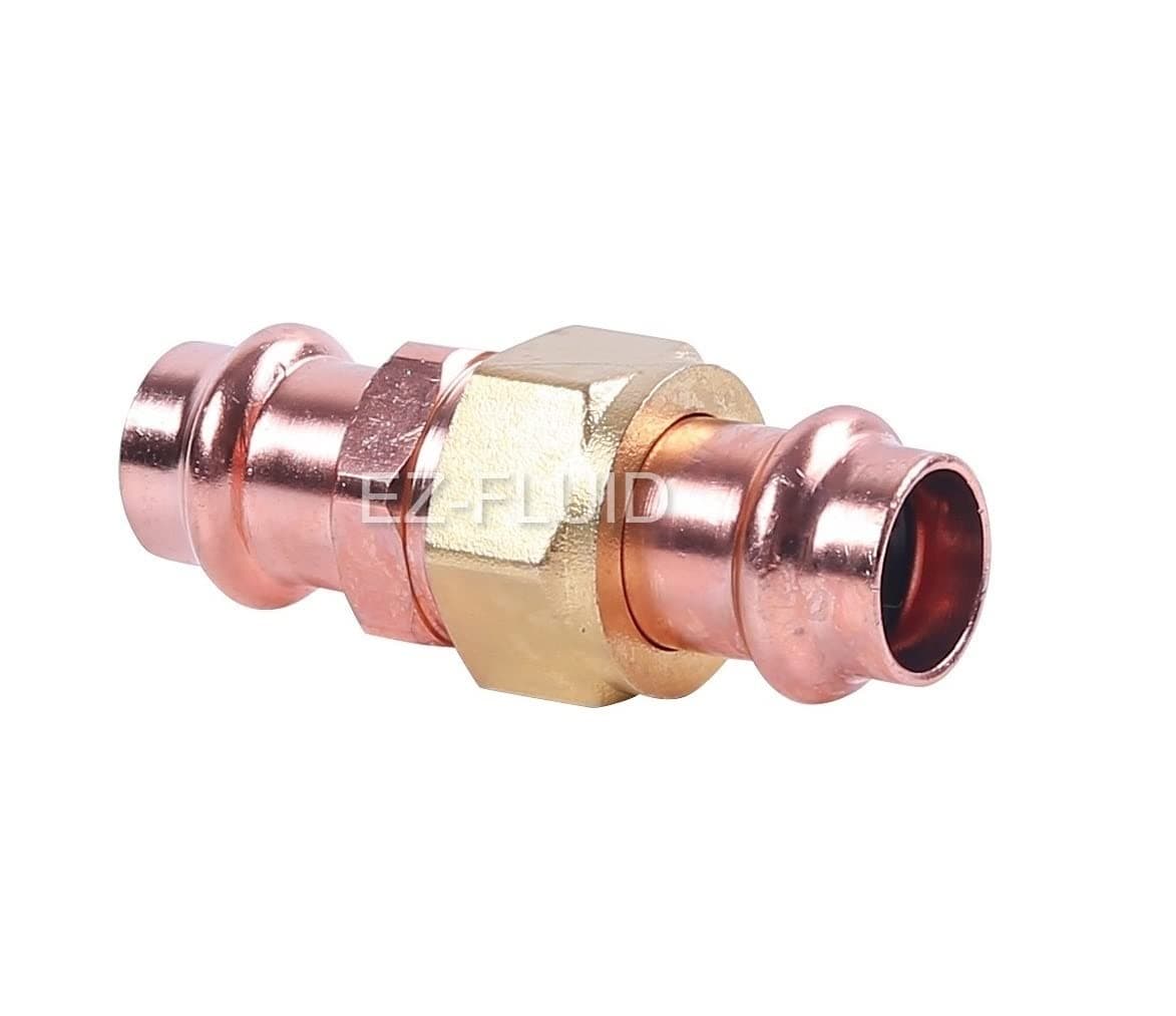 EZ-FLUID(1) Heavy Duty 1/2" Press x Press Union LF Press Pressure Copper Fitting,ProPress Press Copper Fitting Connection,Residential,Commercial Plumbing