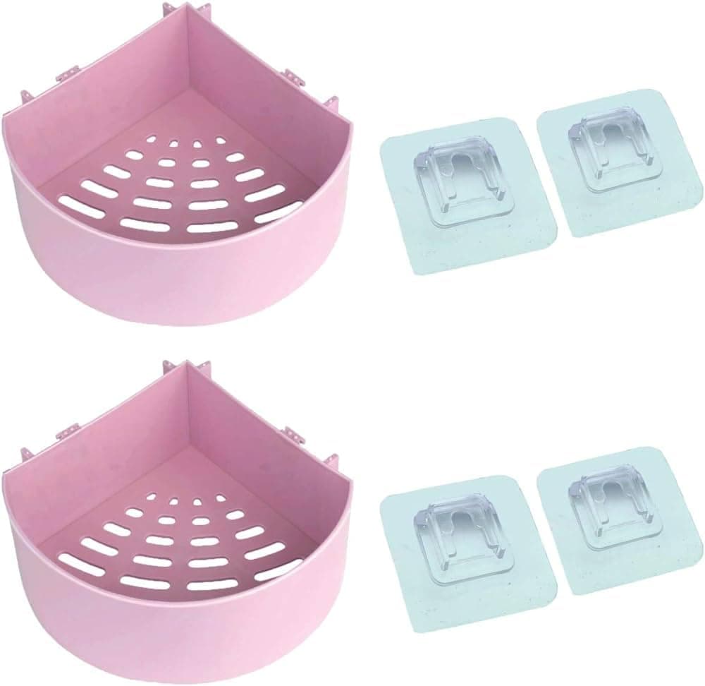 UCRAVO 2pcs Corner Shower Caddy Bathroom Shelf Organizer Plastic Storage Rack Brushed Wall Mount Triangle Cosmetics Shampoodraining Rack Bath Accessories Kitchen Shelves, Toilet Storage box Multicolor