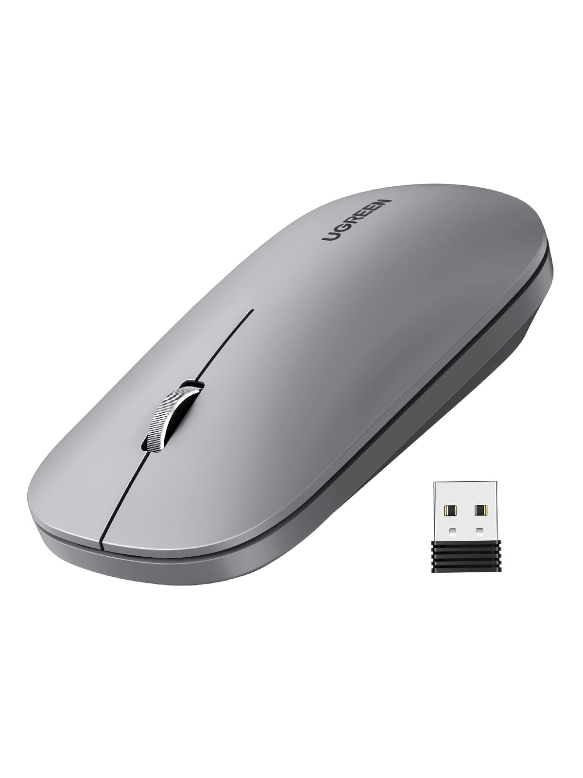UGREEN Slim Wireless Mouse, 2.4G Connection, Silent, 4000 DPI Adjustable, Compact and Portable, Ultrafast Scrolling, for Office/Home/Study, Compatible with Windows, macOS, iOS, Android, Linux, Grey