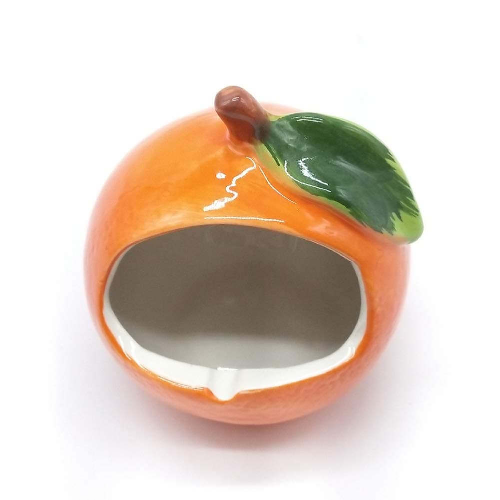 OMEM Mini Hamster Ceramics Nest,Fruit Model,Anti-Bite,Small Animal Hideout (Orange)