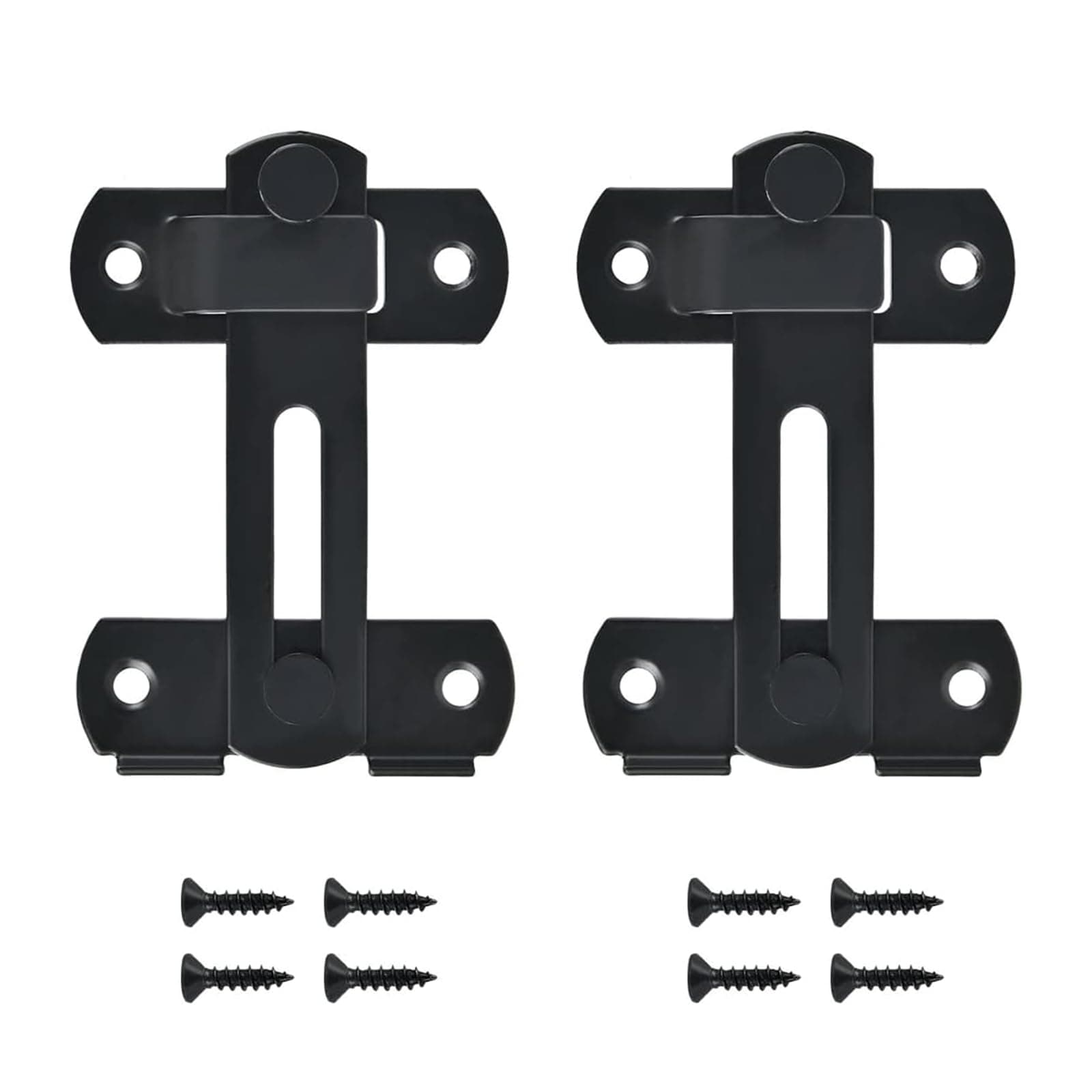 Secure Sliding Door Locks 2 Pack Black Stainless Steel Gate Latches - Flip Latch Safety Door Bolt for Wine Cabinet, Outdoor, Garage, Window, Garden, and Closet Door Security.