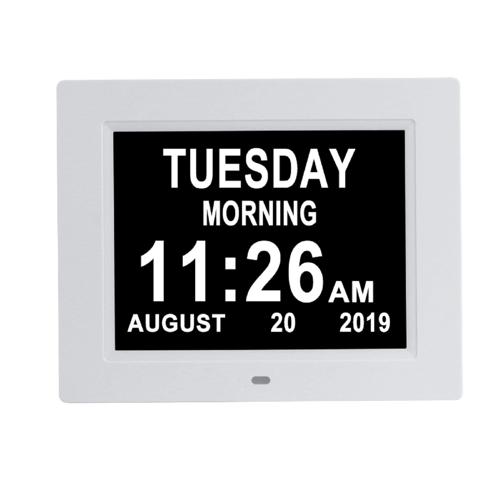 Aowasi Newest 8 Alarms Digital Clock, Extra Large Display Digital Day Calendar Clock with Non-Abbreviated Day & Month Alarm Clocks for Seniors Impaired Vision Dementia Elderly Alzheimer