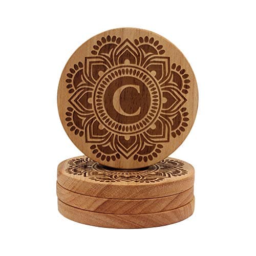 26 letters To Choose From, Personalized Coasters, Personalized Drink Coasters, Personalized Beer Coasters, Pub Beer Coasters Funny Coasters for Women, Beer Drink Coasters Set of 4 C-Initial (Letter C)