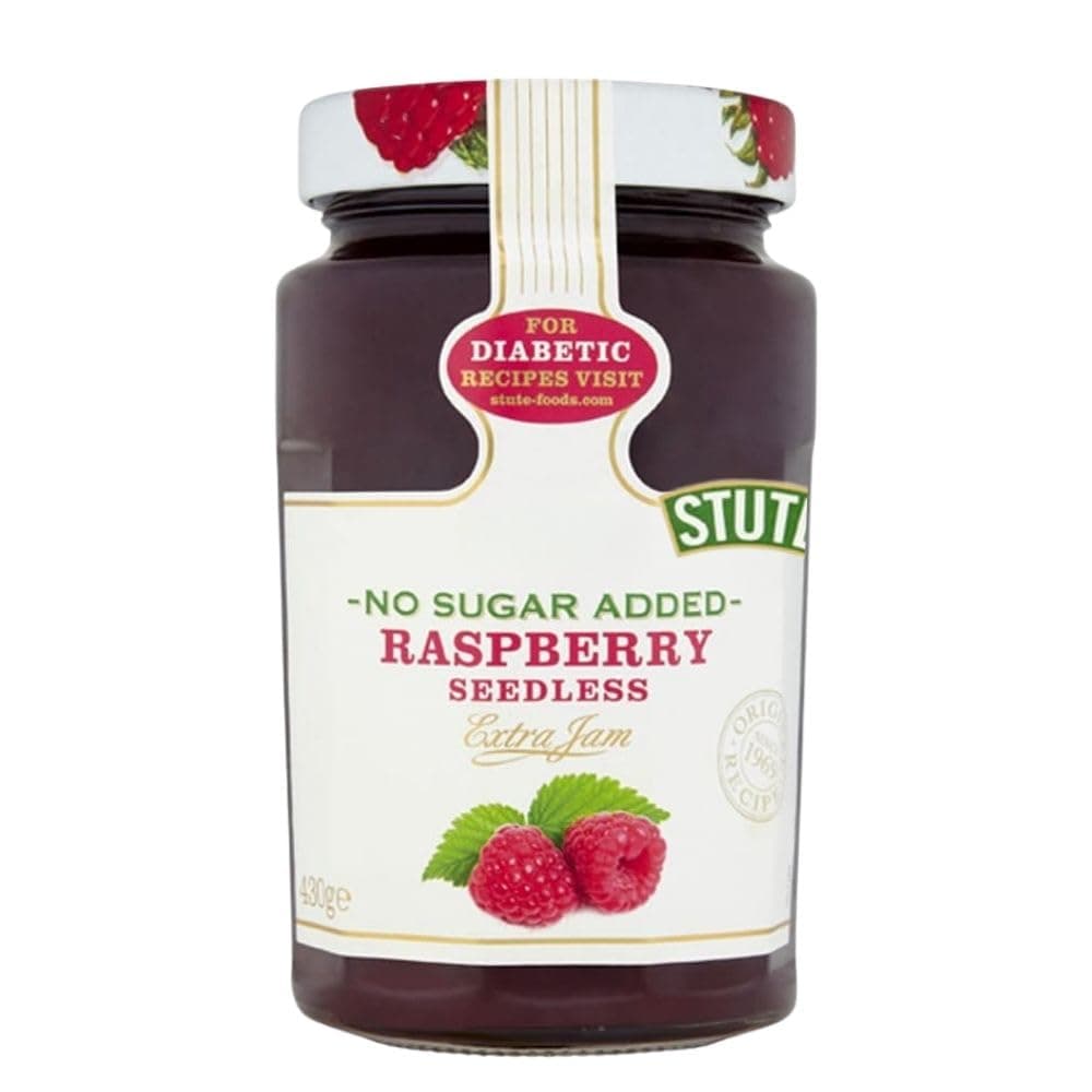 – Stute No Added Sugar Raspberry Seedless Jam 430g x 1, Natural Berry Fruit Sweet Spread Low Calorie Preserve Cream Tea Marmolade with Welari Thank You Card | (1pack)