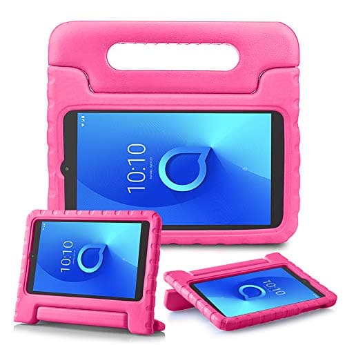 REGOKI Case for Alcatel 3T / A30 Tablet 8", Lightweight Handle Stand Kids Cover Compatible with T-Mobile 8-inch Alcatel 3T 2018 (Model 9027W) / Alcatel A30 2017 (Model 9024W) Tablet (Rose)