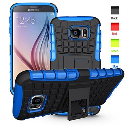 BELLETAS S6 case,Galaxy S6 Case,S6 2 in 1 Plastic and TPU Hybrid Rubber Strong Hard Back Heavy Duty Shockproof Protective Armor Cover Case with Stand for Mens Samsung Galaxy S 6 (Blue)