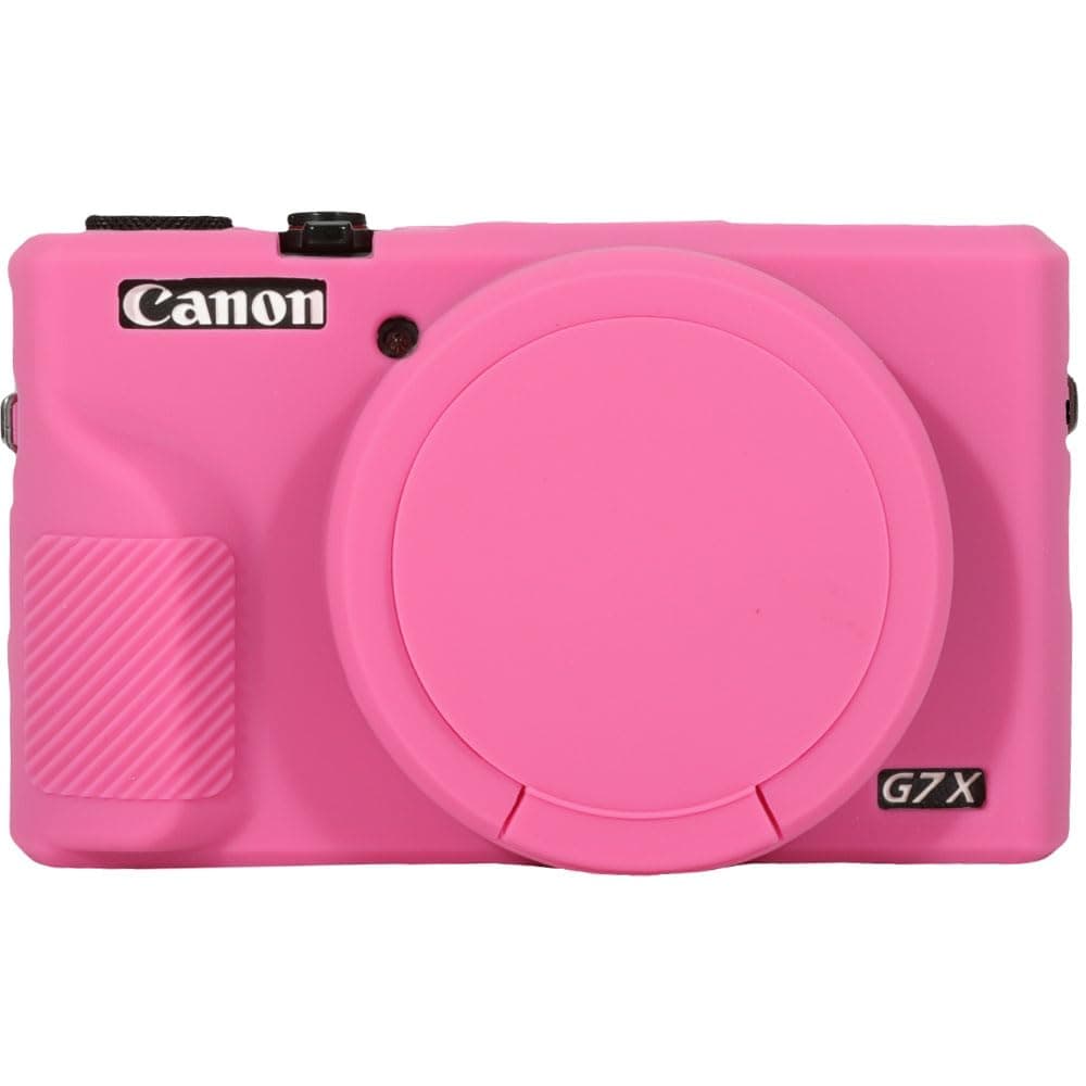 Case for Canon Powershot G7X Mark III Digital Camera, G7X Mark iii Camera Silicone Case, Anti-Scratch Slim Fit Soft Skin, G7X Mark 3 Accessories with Detachable Lens Cover- Azalea Red
