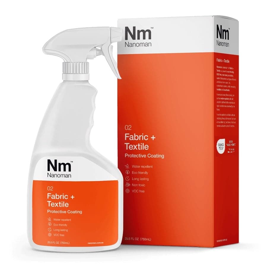 NANOMAN Fabric Protector Spray – Waterproof & Stain Repellent for Couch, Sofa & Upholstery, Clothing & Carpets, PFAS-Free Non-Aerosol, Invisible Protection, 750mL