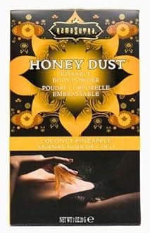 KAMA SUTRA Honey Dust 1 oz/28 g – Kissable Body Powder with Feather Tickler/Applicator Included, Travel-Sized, Moisture Wicking and Kissable (Coconut Pineapple)