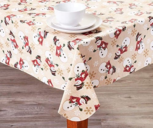 Traditional Rustic Cottage Collection Snowman Patch PEVA Tablecloth … (52x52)