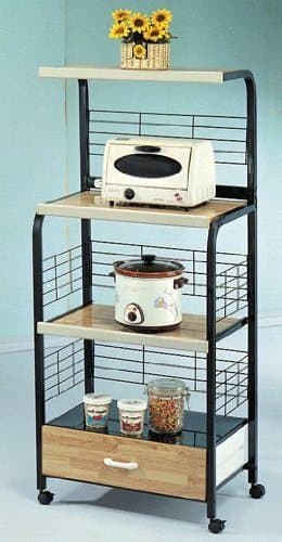 Microwave Stand with Outlet in Black