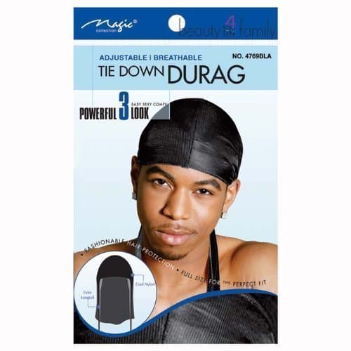 Magic Tie Down Durag No.4769BLA by Bee Sales by Bee Sales Company