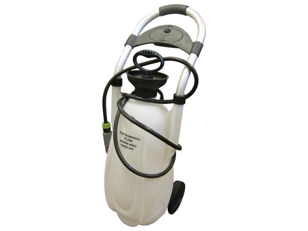 Dust Suppression Water Bottle On Wheels 16L with Control Valve Connector