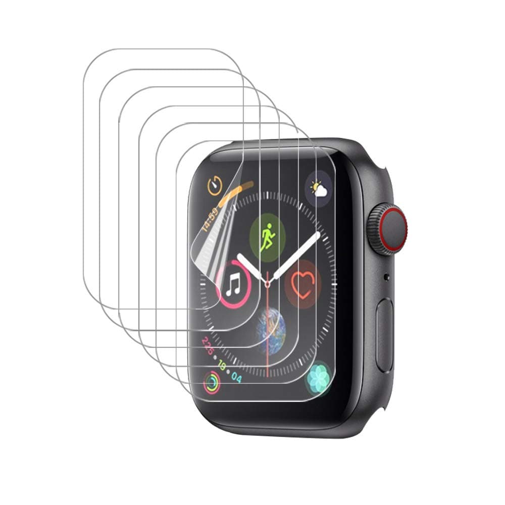 [6 Pack Screen Protector for Apple Watch 40mm (Series 4/5) [Case Friendly] [Bubble-Free] [Lifetime Replacement Warranty] HD Clear TPU [NOT GLASS] Screen Protector