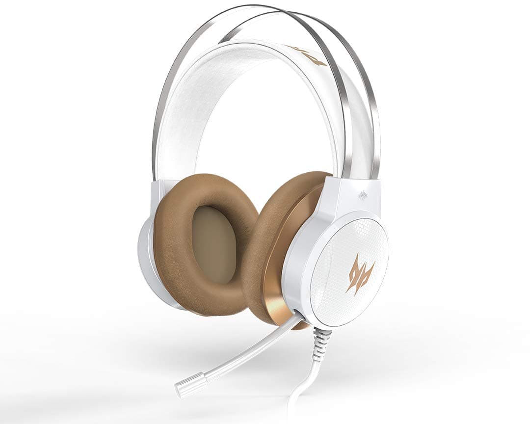 Acer Predator Galea 300 White Gaming Headset - TrueHarmony Technology, 40mm Driver Bio-Cellulose, Retractable Omni-Directional Microphone