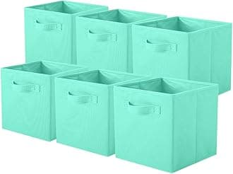 ShellKingdom Storage Bins, Foldable Fabric Storage Cubes and Cloth Organizer Drawer for Closet and Toys, 6 Pack (Mint Green)