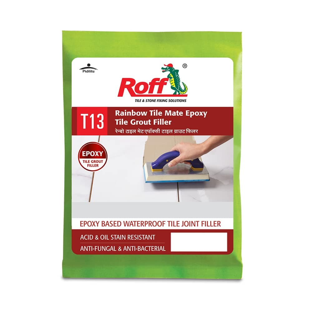 Roff Rainbow Tile Mate Epoxy (Base + Hardener) & Filler to fill tile joints in kitchen, factory | stain and chemical resistant | 738 GM Natural