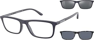 Emporio Armani Men's Ea4160 Prescription Eyewear Frames with Two Interchangeable Sun Clip-ons Rectangular