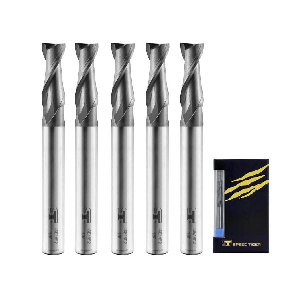 Micrograin Carbide Square End Mill - 2 Flute - ISE1/4 2T (5 Pieces, 1/4") - for Milling Alloy Steels, Hardened Steel, Metal & More – Mill Bits Sets for DIYers & Professionals