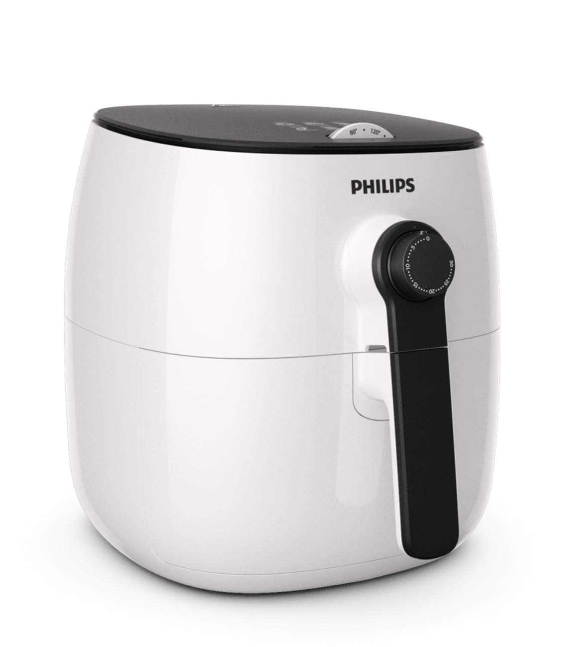 Philips Kitchen Appliances TurboStar Technology Airfryer, Analog Interface, White with Black handle - 1.8lb/2.75qt- HD9621/06