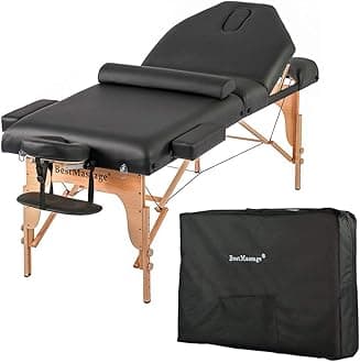 Massage Bed Portable Massage Table 77" L 30" W 4" THK Lash Bed Height Adjustable 3 Folding PU Leather Spa Table with Oxford Bag for Spa Footmassage Facial CareSpa Tattoo