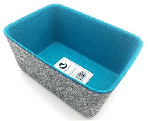 WELAXY Felt Office Drawer Organizer bin Storage Bins Small Box Drawers dividers for Makeup Cosmetic Arts Crafts Organize(Turquoise)