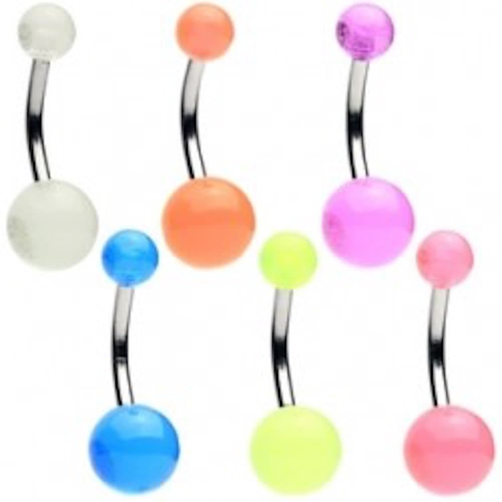 Glow in the Dark Belly Button Rings 6 Pack