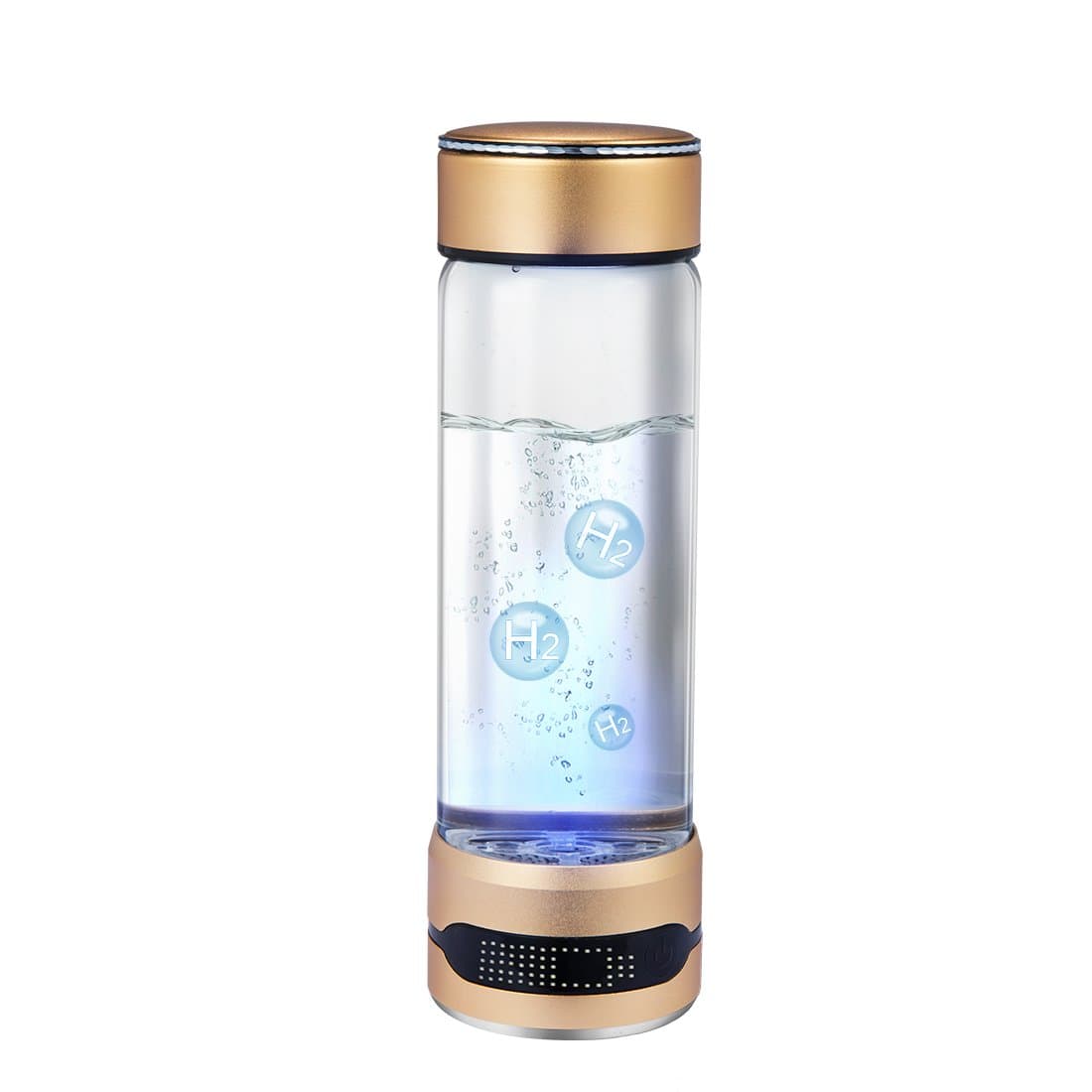 Hydrogen Alkaline Water Bottle,Water Ionizer Hydrogen Generator Maker Machine with Led Display, Smart Touch Operation and Portable Sports Travel Water Bottle,Aluminum Alloy Rose Gold