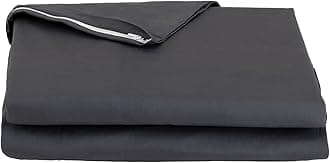 FULI 100% Cotton Zippered Futon Cover, Japanese Futon Mattress Cover, Shikibuton, Made in Japan (Twin XL, Dark Gray)