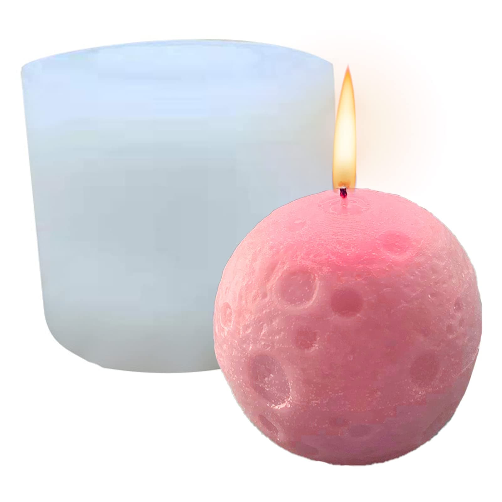 Candle Mold Moon Spherical Resin Mold, 3D Epoxy Casting Moulds Silicone Molds Handmade Moon Shape Soap Making Mold, DIY Decor Candle Molds Crystal Moon Planet Making for Home Crafts Ornaments
