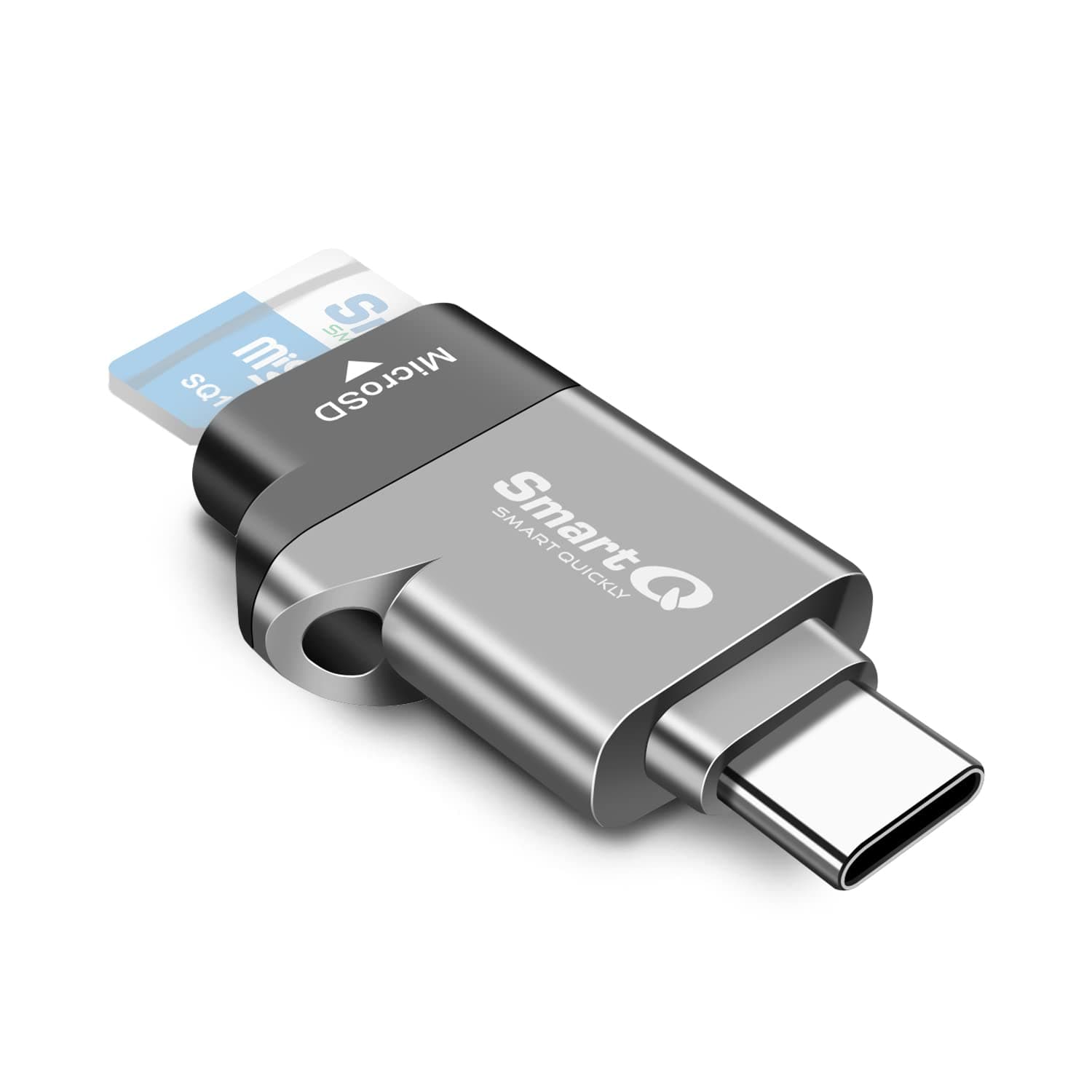 SmartQ C356 USB-C MicroSD Card Reader with USB 3.0 Super Speed Technology Supports MicroSDXC MicroSDHC and MicroSD for Window Mac OS X and Andriod (Midnight Grey)