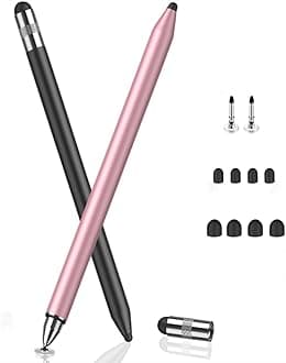 MEKO 3 in 1 Stylus Pen for Touch Screens, High Sensitivity & Precision Capacitive Basics Stylus Pen for Android Tablet/Apple iPad iPhone Tablets/Lenovo/Xiaomi (Black/Rose Gold)
