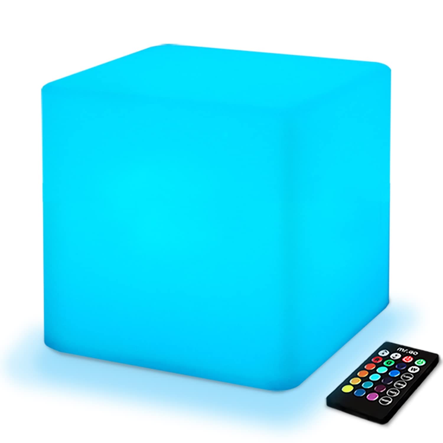 10-inch Rechargeable LED Cube Light w/Remote, 16 RGB Colors & Dimmable LED Cube Lamp Night Light Mood Lamp, Ambient Decorative Lighting, Cordless & Waterproof for Indoor Outdoor Use