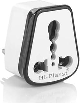 HI-PLASST 6A to 16A Converter Plug | 6 Amp to 16 Amps Converter Plugs for 16A Extension Board with 16 Amp Socket & 16 Ampere Plug Top – Compatible with A/C, Refrigerator, etc. (Black,2 Pieces)