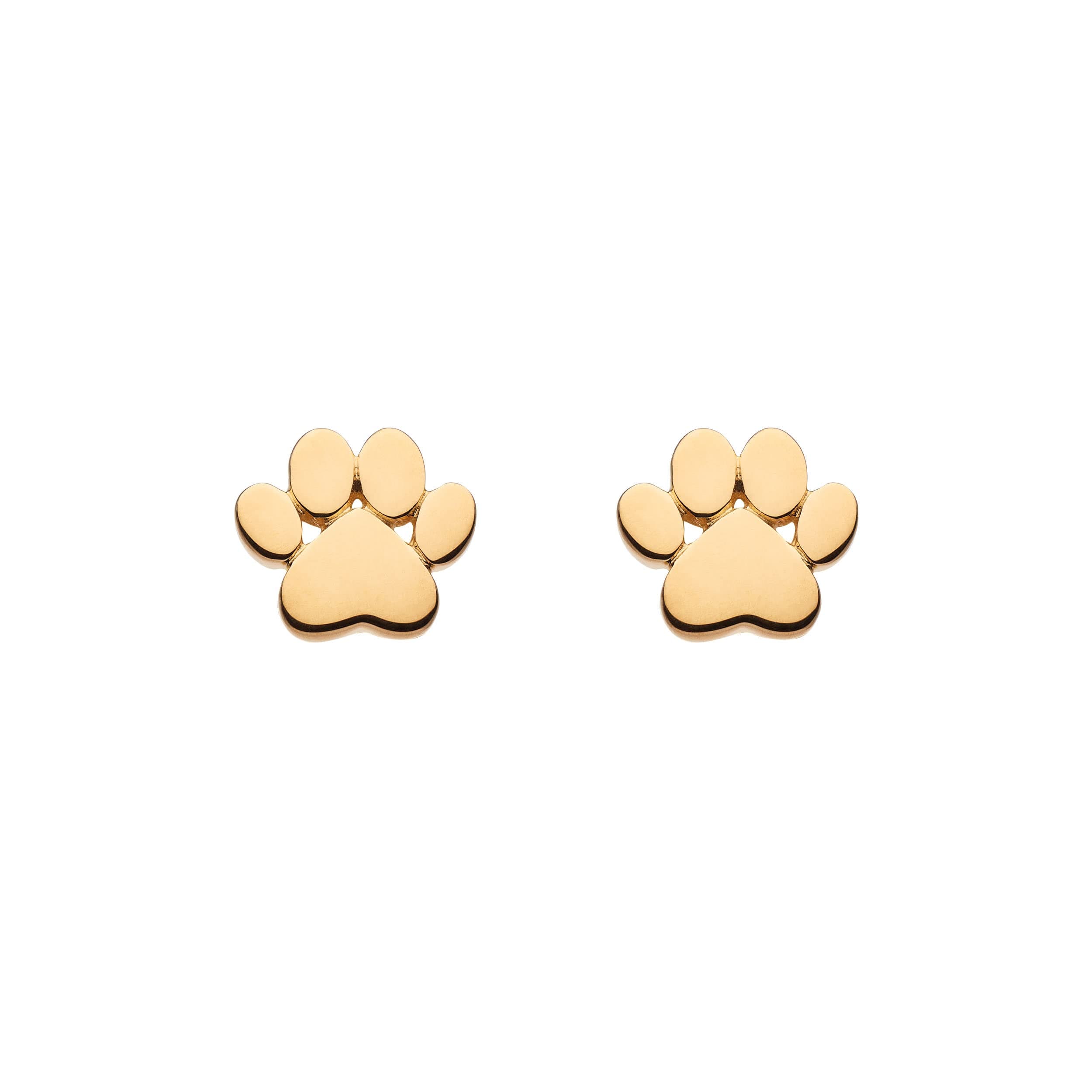 DEW Small Paw Print Stud Earrings – Sterling Silver, Cute and Fun Animal Themed Jewellery
