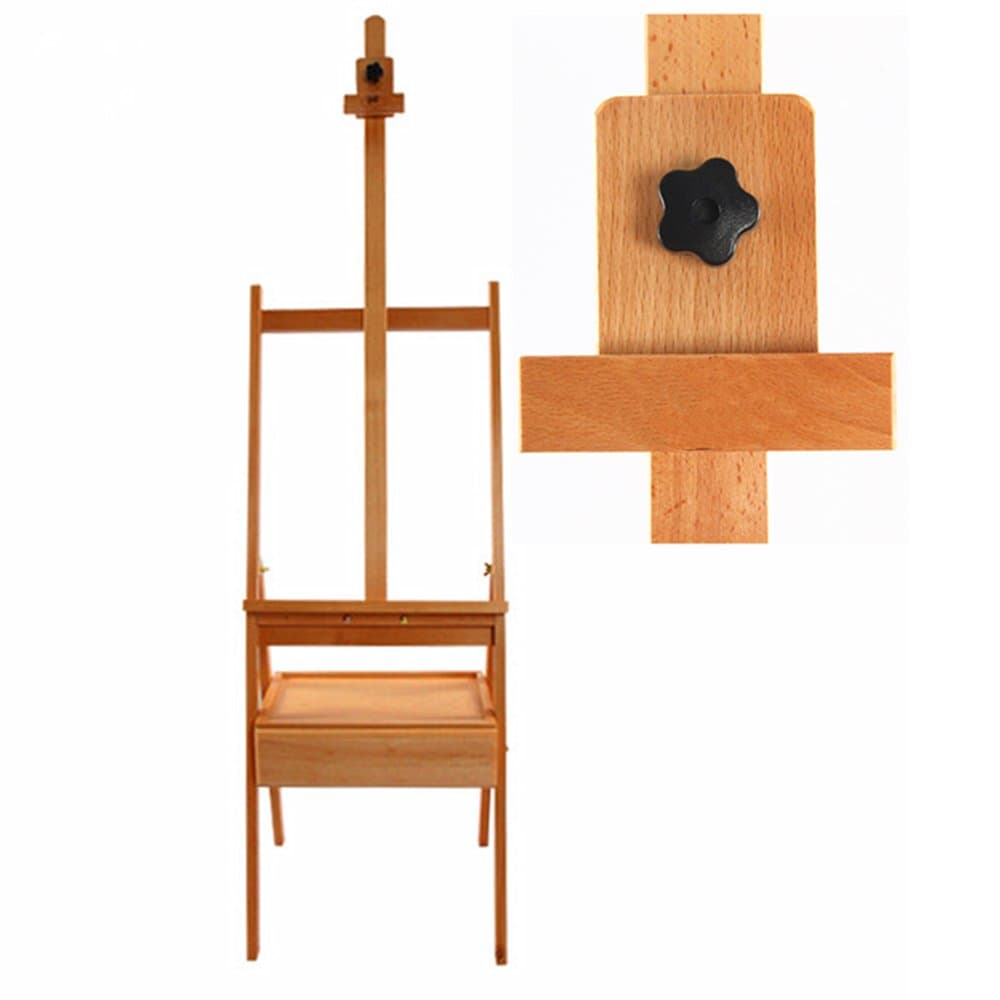 Kuyal Adjustable Tabletop Easel Box Floor Easel Solid Wood Artist Easel Painting & Sketching Floor Easel (Holds Canvases up to 37inch in Height)