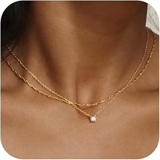 Tewiky Diamond Necklaces for Women, Dainty Silver/ 14K Gold Plated Choker Necklace Simple Silver CZ Jewelry Necklaces for Women Trendy Gifts